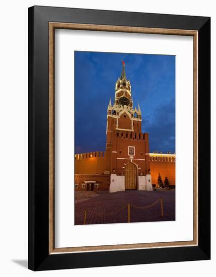 Moscow, Red Square, Redeemer Tower, at Night-Catharina Lux-Framed Photographic Print