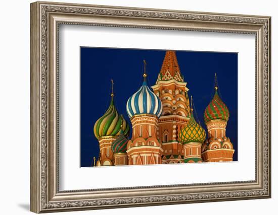 Moscow, Red Square, Saint Basil's Cathedral, Bulbous Spires, at Night-Catharina Lux-Framed Photographic Print