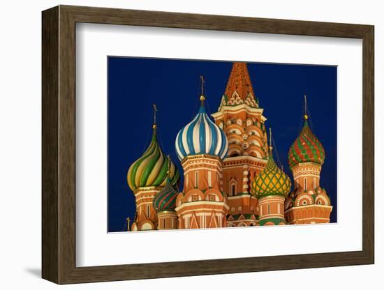 Moscow, Red Square, Saint Basil's Cathedral, Bulbous Spires, at Night-Catharina Lux-Framed Photographic Print