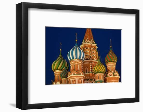 Moscow, Red Square, Saint Basil's Cathedral, Bulbous Spires, at Night-Catharina Lux-Framed Photographic Print