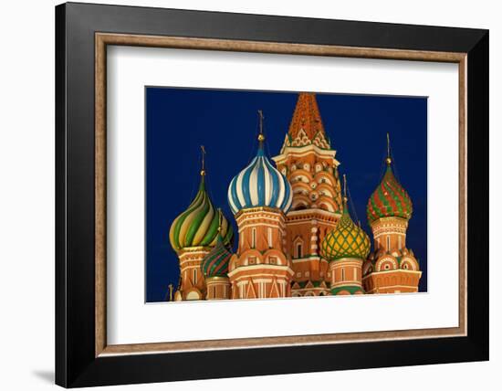 Moscow, Red Square, Saint Basil's Cathedral, Bulbous Spires, at Night-Catharina Lux-Framed Photographic Print