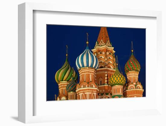 Moscow, Red Square, Saint Basil's Cathedral, Bulbous Spires, at Night-Catharina Lux-Framed Photographic Print