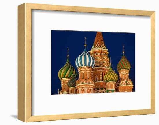 Moscow, Red Square, Saint Basil's Cathedral, Bulbous Spires, at Night-Catharina Lux-Framed Photographic Print