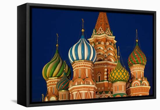 Moscow, Red Square, Saint Basil's Cathedral, Bulbous Spires, at Night-Catharina Lux-Framed Premier Image Canvas