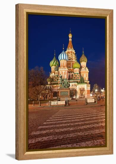 Moscow, Red Square, Saint Basil's Cathedral, by Night-Catharina Lux-Framed Premier Image Canvas