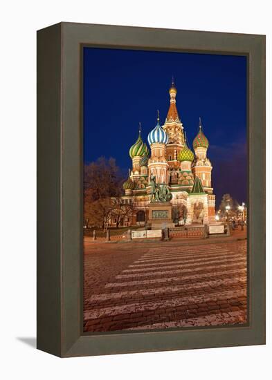 Moscow, Red Square, Saint Basil's Cathedral, by Night-Catharina Lux-Framed Premier Image Canvas