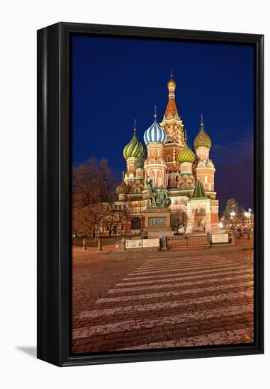 Moscow, Red Square, Saint Basil's Cathedral, by Night-Catharina Lux-Framed Premier Image Canvas