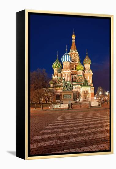 Moscow, Red Square, Saint Basil's Cathedral, by Night-Catharina Lux-Framed Premier Image Canvas