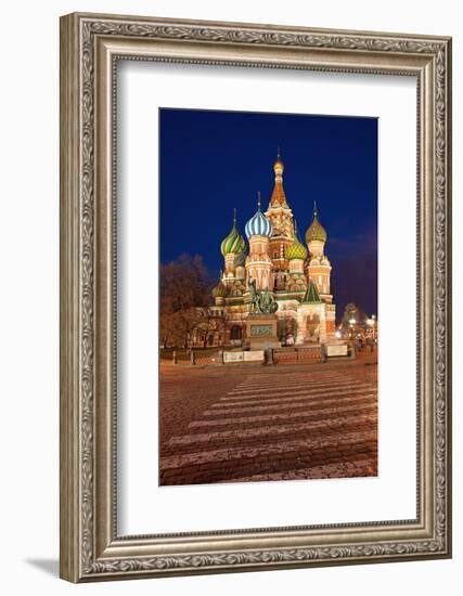 Moscow, Red Square, Saint Basil's Cathedral, by Night-Catharina Lux-Framed Photographic Print