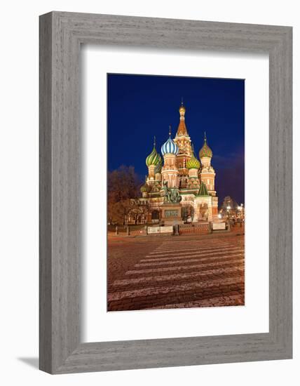 Moscow, Red Square, Saint Basil's Cathedral, by Night-Catharina Lux-Framed Photographic Print