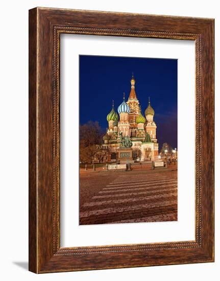 Moscow, Red Square, Saint Basil's Cathedral, by Night-Catharina Lux-Framed Photographic Print