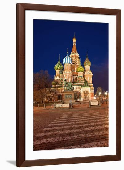 Moscow, Red Square, Saint Basil's Cathedral, by Night-Catharina Lux-Framed Photographic Print