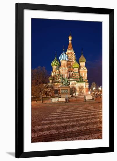 Moscow, Red Square, Saint Basil's Cathedral, by Night-Catharina Lux-Framed Photographic Print