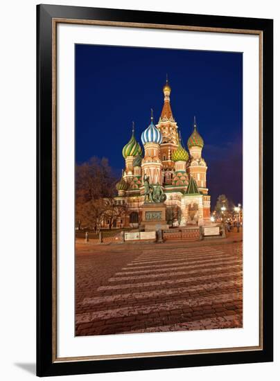 Moscow, Red Square, Saint Basil's Cathedral, by Night-Catharina Lux-Framed Photographic Print