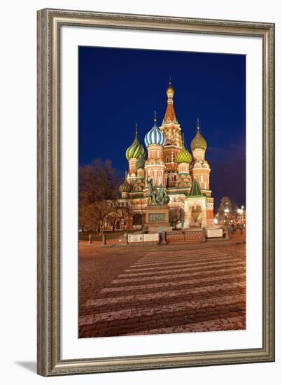 Moscow, Red Square, Saint Basil's Cathedral, by Night-Catharina Lux-Framed Photographic Print