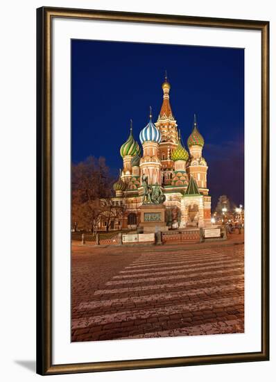 Moscow, Red Square, Saint Basil's Cathedral, by Night-Catharina Lux-Framed Photographic Print