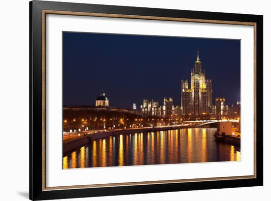 Moscow, Residential House Kotelnitscheskaja Nabereschnaja in Moscow, by Night-Catharina Lux-Framed Photographic Print