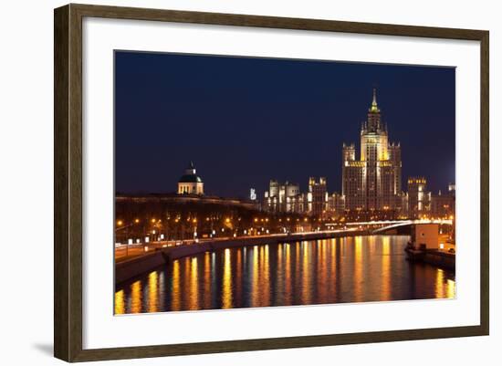 Moscow, Residential House Kotelnitscheskaja Nabereschnaja in Moscow, by Night-Catharina Lux-Framed Photographic Print