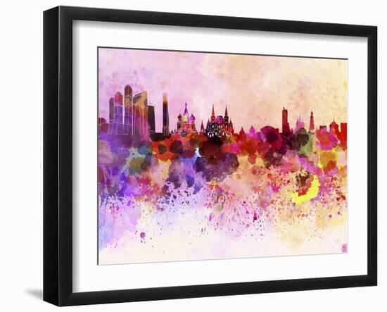 Moscow Skyline in Watercolor Background-paulrommer-Framed Art Print