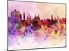 Moscow Skyline in Watercolor Background-paulrommer-Mounted Art Print