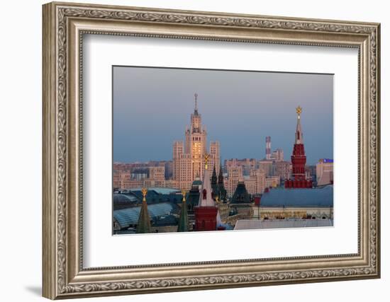 Moscow, Stalin Building, Red Square, Dusk-Catharina Lux-Framed Photographic Print