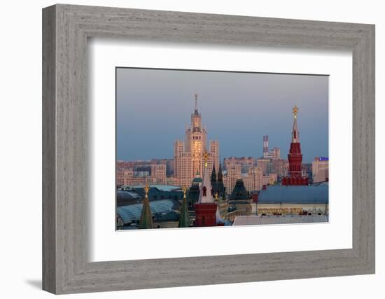 Moscow, Stalin Building, Red Square, Dusk-Catharina Lux-Framed Photographic Print