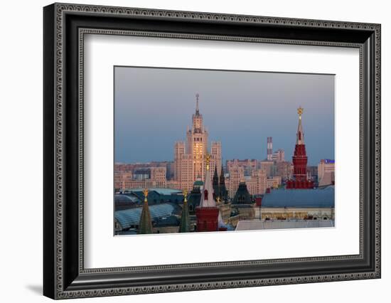 Moscow, Stalin Building, Red Square, Dusk-Catharina Lux-Framed Photographic Print