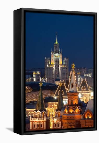 Moscow, Stalin Building, Red Square, Dusk-Catharina Lux-Framed Premier Image Canvas