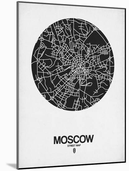 Moscow Street Map Black on White-NaxArt-Mounted Art Print