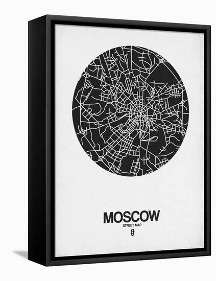 Moscow Street Map Black on White-NaxArt-Framed Stretched Canvas