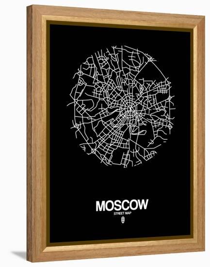 Moscow Street Map Black-NaxArt-Framed Stretched Canvas