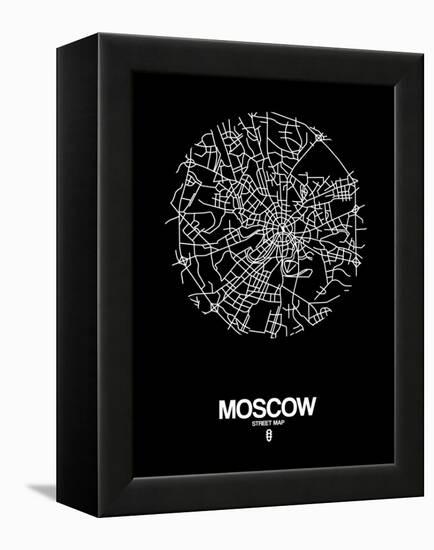 Moscow Street Map Black-NaxArt-Framed Stretched Canvas