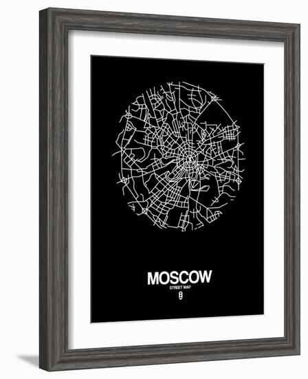 Moscow Street Map Black-NaxArt-Framed Art Print