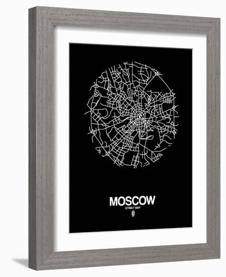 Moscow Street Map Black-NaxArt-Framed Art Print