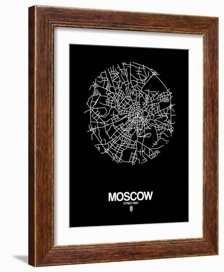 Moscow Street Map Black-NaxArt-Framed Art Print