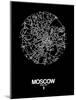 Moscow Street Map Black-NaxArt-Mounted Art Print