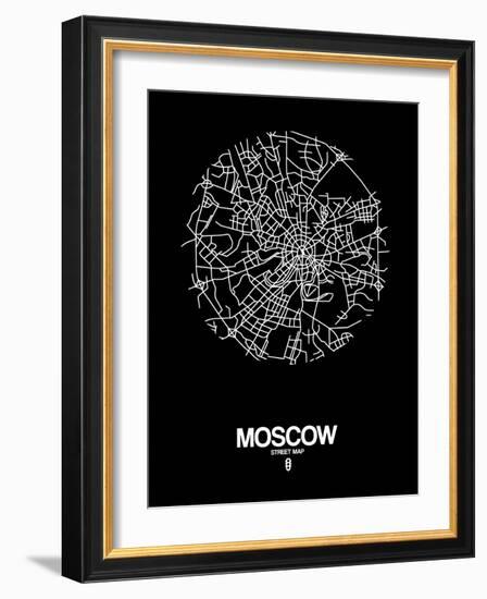 Moscow Street Map Black-NaxArt-Framed Art Print