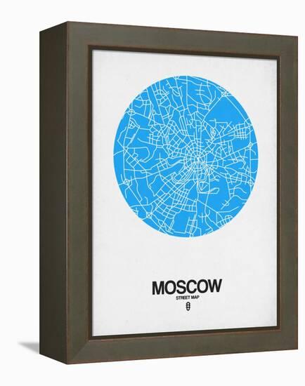 Moscow Street Map Blue-NaxArt-Framed Stretched Canvas