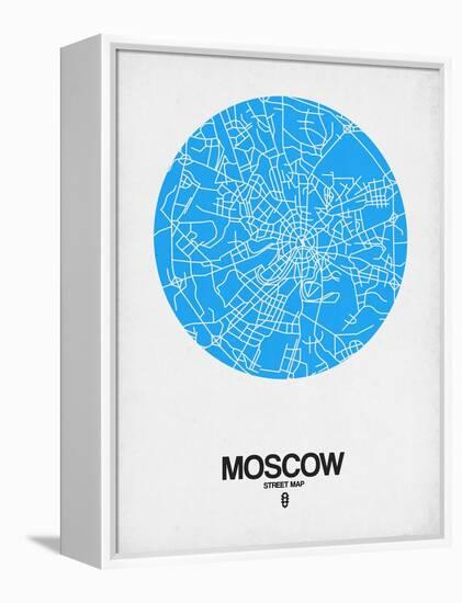 Moscow Street Map Blue-NaxArt-Framed Stretched Canvas