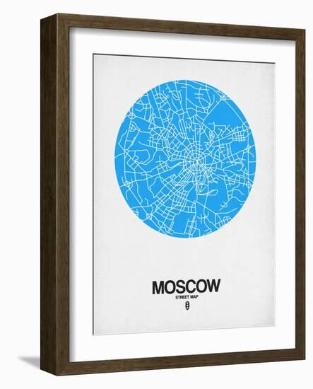 Moscow Street Map Blue-NaxArt-Framed Art Print