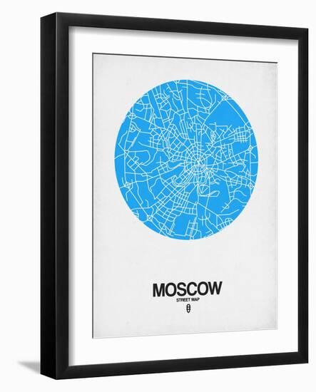 Moscow Street Map Blue-NaxArt-Framed Art Print