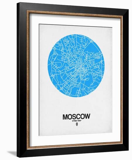 Moscow Street Map Blue-NaxArt-Framed Art Print