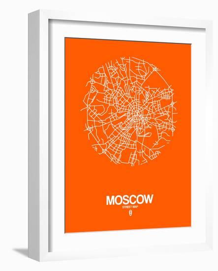 Moscow Street Map Orange-NaxArt-Framed Art Print