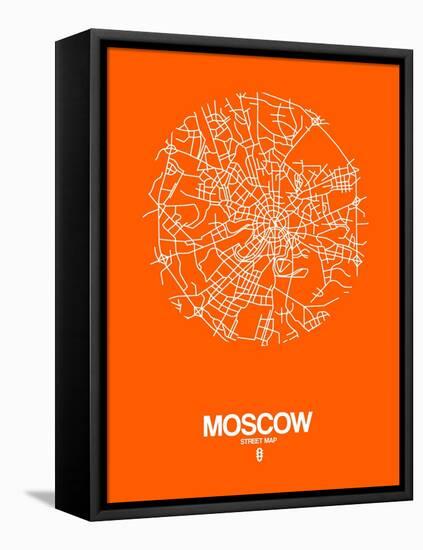 Moscow Street Map Orange-NaxArt-Framed Stretched Canvas