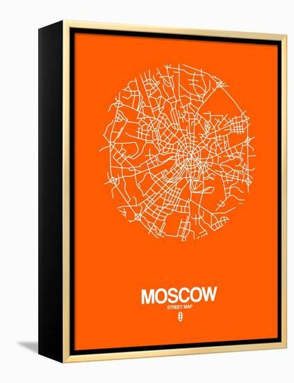 Moscow Street Map Orange-NaxArt-Framed Stretched Canvas