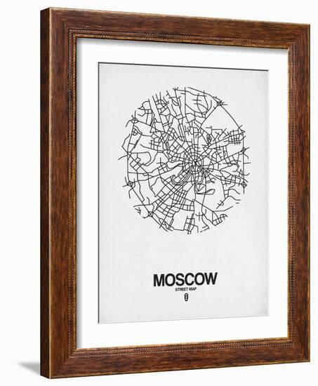 Moscow Street Map White-null-Framed Art Print