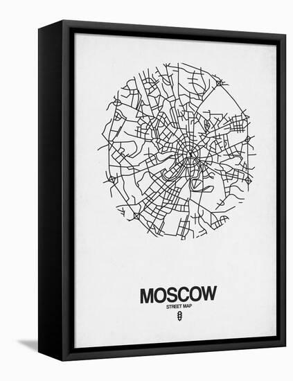 Moscow Street Map White-null-Framed Stretched Canvas