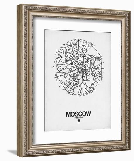 Moscow Street Map White-NaxArt-Framed Art Print