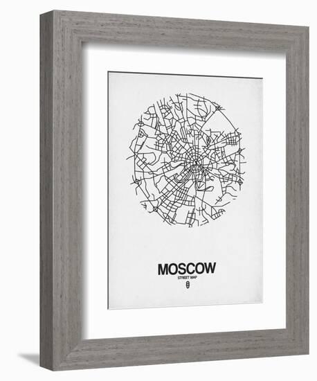 Moscow Street Map White-NaxArt-Framed Art Print