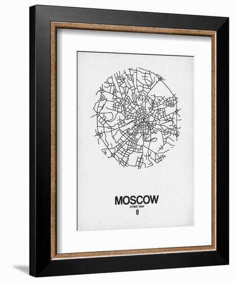 Moscow Street Map White-NaxArt-Framed Art Print